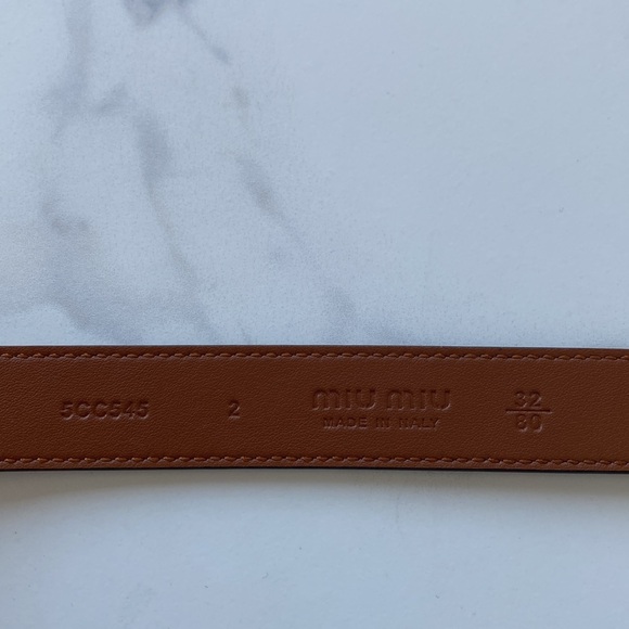 Miu Miu Womens Gold Logo Lettering Buckle Belt - Picture 4 of 7